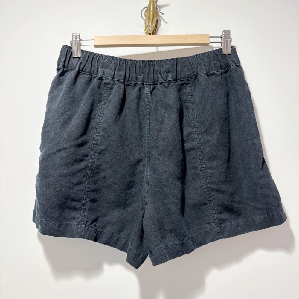 Madewell Linen-Blend Easy Pull-On Shorts Black Blue Size Small Style MD168 - Picture 7 of 13
